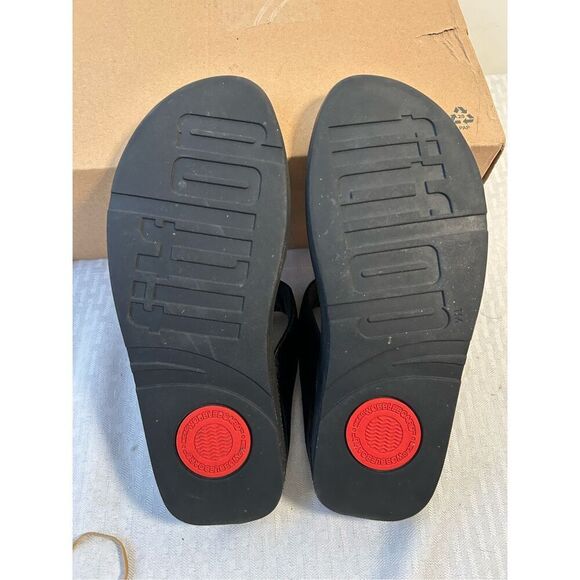Fitflop size 8 black shoes sandals 3 circle design - Picture 3 of 5
